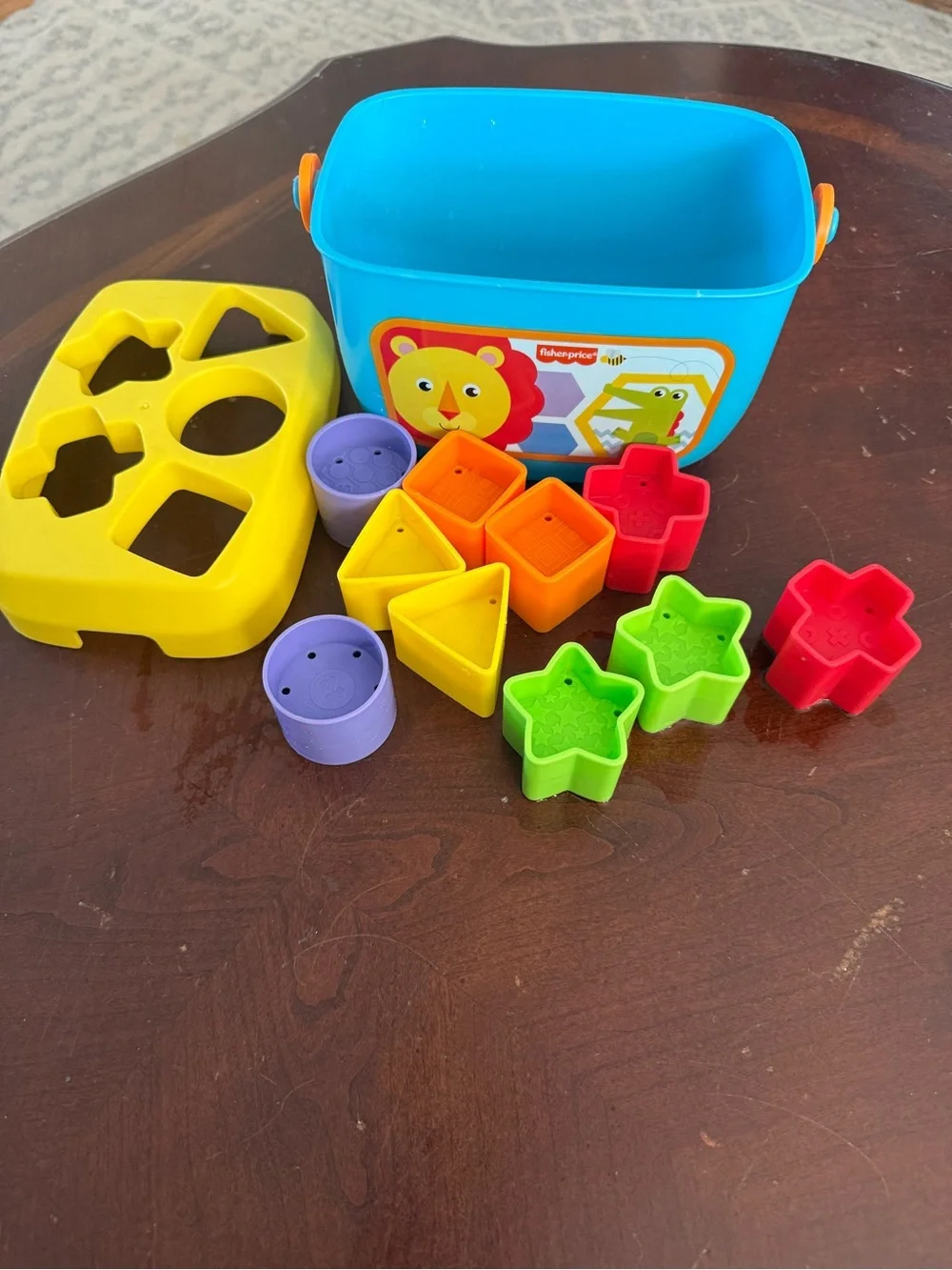Fisher-Price Bright Multicolor Shape Sorter Bucket with Handle